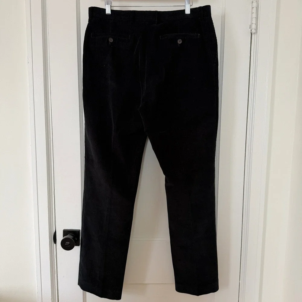 Lauren Ralph Lauren Mens Black Corduroy Pants Straight Leg Cotton 34W x 32L‎